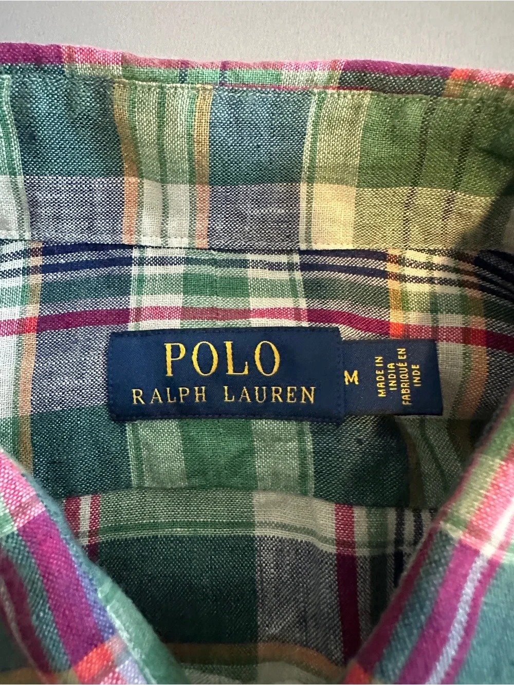 Polo Ralph Lauren Men's Classic Fit Plaid Linen Shirt size M